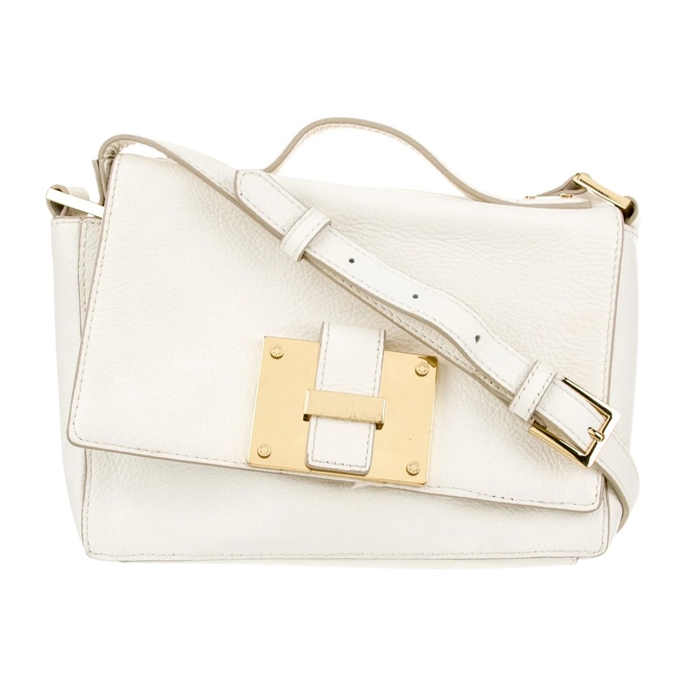 India Hicks Lady P Ivory White Pebbled Leather Bag